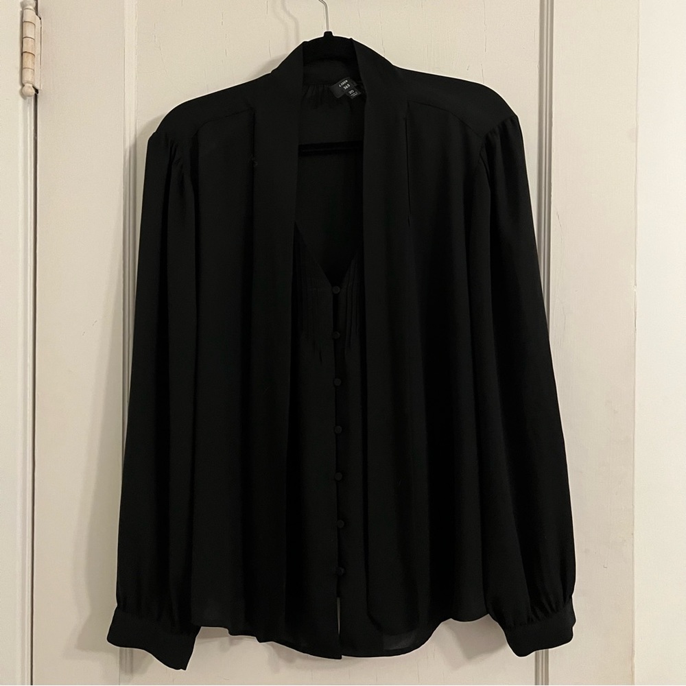 J crew button down tie neck blouse chiffon